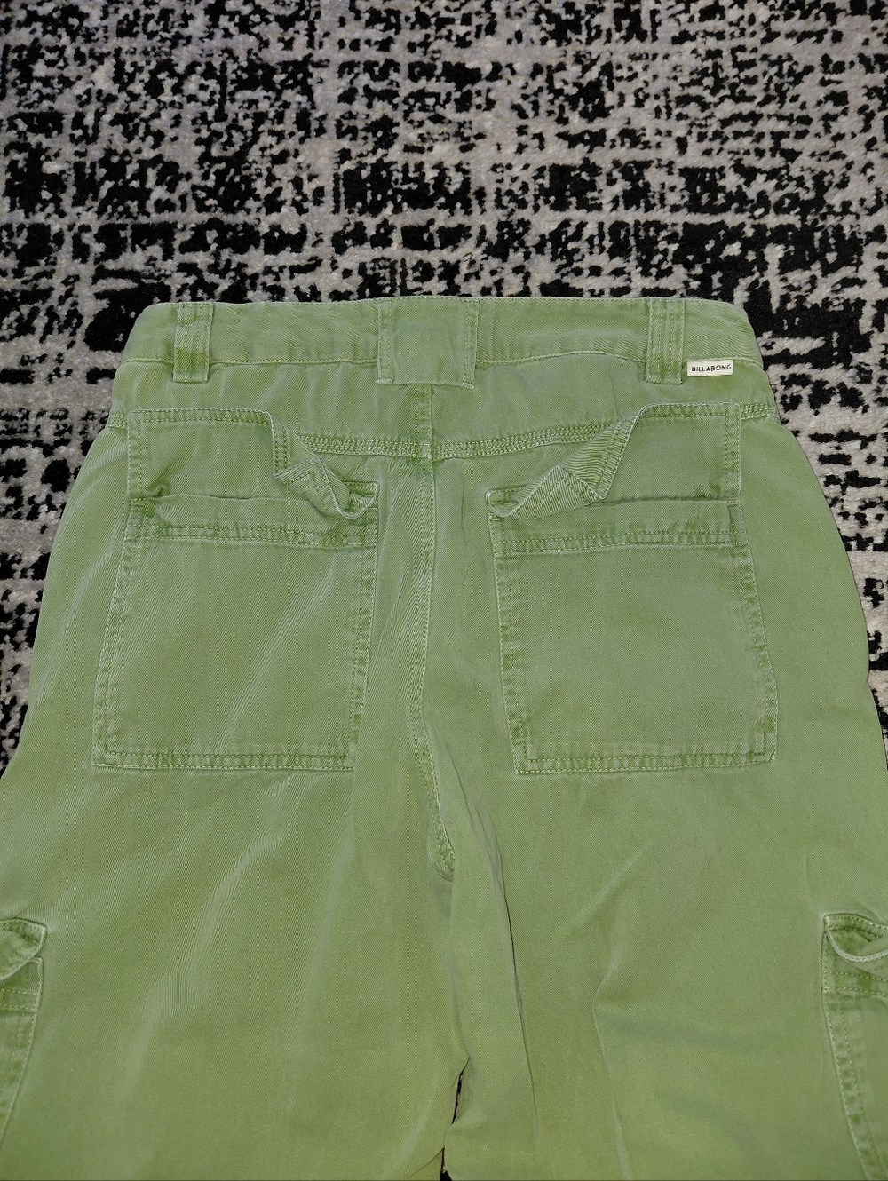 Billabong Walk Along Pants Green Twill Cargo Utilitarian Wide Leg Trousers Sz - Picture 13 of 14
